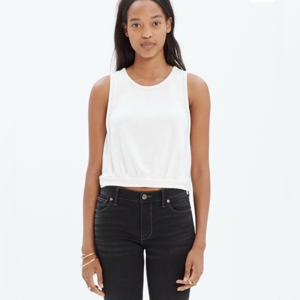Madewell Banded Crop Tank‎ Top M / L / XL French Terry Maroon Burgundy Pilcro